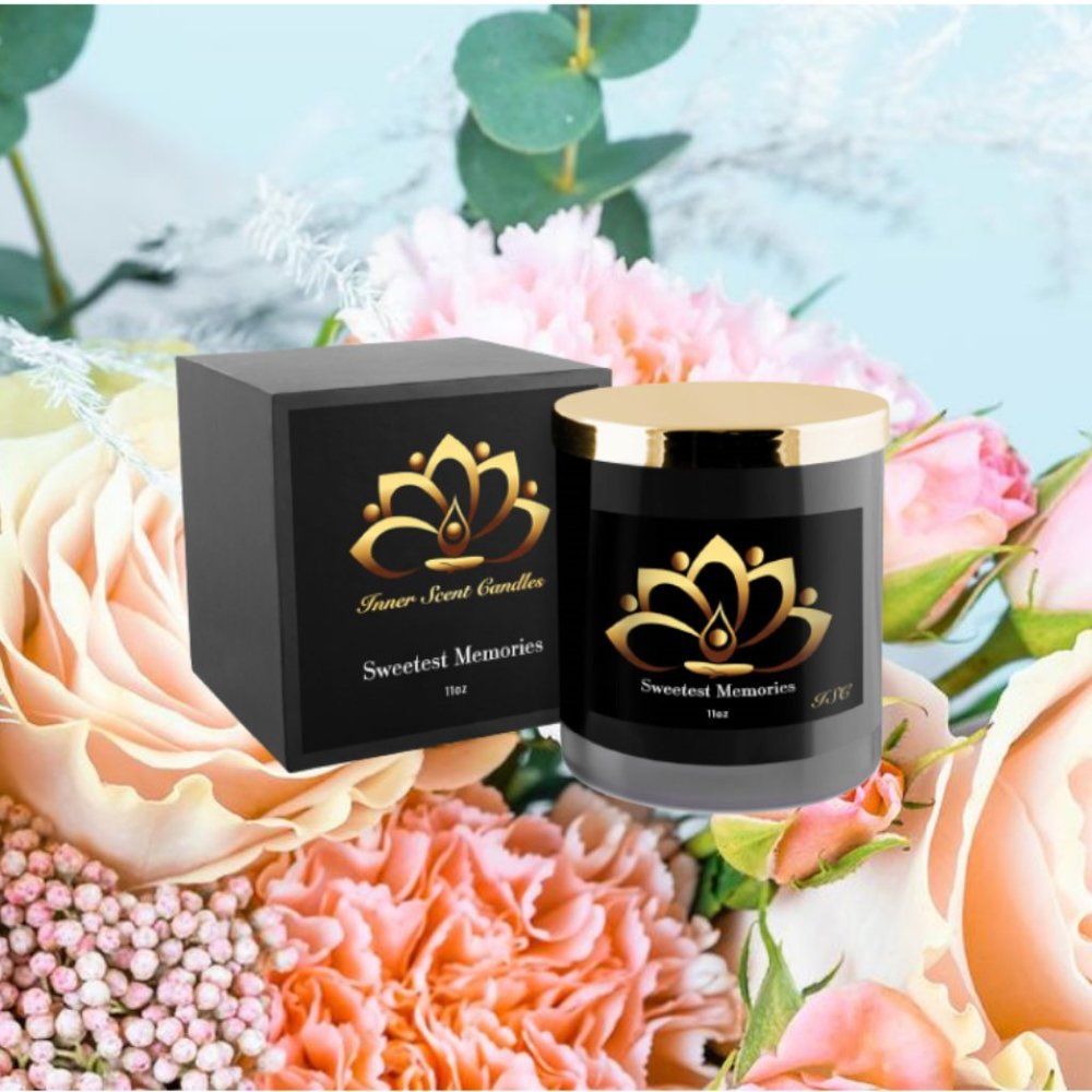 Sweetest Memories scented 11 oz black jar candle